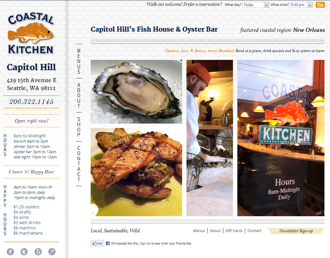 Coastal Kitchen web page